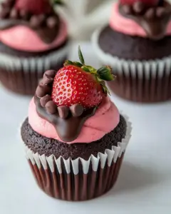 Chocolate Covered Strawberry Cupcakes