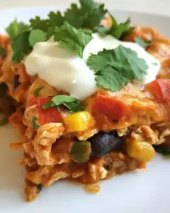 Crockpot Chicken Enchilada Casserole