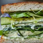 Cucumber Sandwich with Charred Scallion Cream Cheese