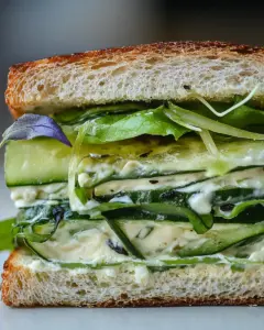 Cucumber Sandwich with Charred Scallion Cream Cheese