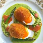 Deep Fried Eggs with Asparagus Sauce