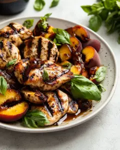 Grilled Balsamic Chicken and Peaches