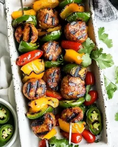 Grilled Jalapeno Cheddar Chicken Sausage Kebabs
