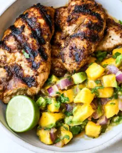 Grilled Jerk Chicken with Mango Avocado Salsa
