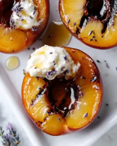 Grilled Peaches with Lavender Honey Whipped Ricotta