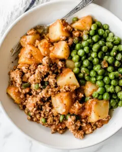 Ground Turkey with Potatoes and Spring Peas