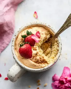 Microwave Strawberry Protein Mug Cake