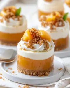 No Bake Peach Cheesecakes