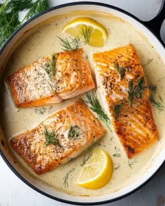 Pan Seared Salmon with Creamy Lemon Dill Sauce
