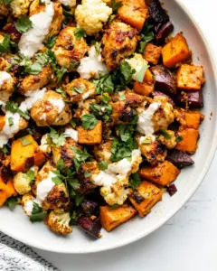 Sheet Pan Moroccan Spiced Chicken with Sweet Potatoes Cauliflower