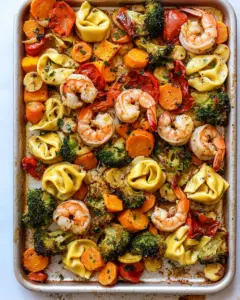 Sheet Pan Shrimp Tortellini Vegetables