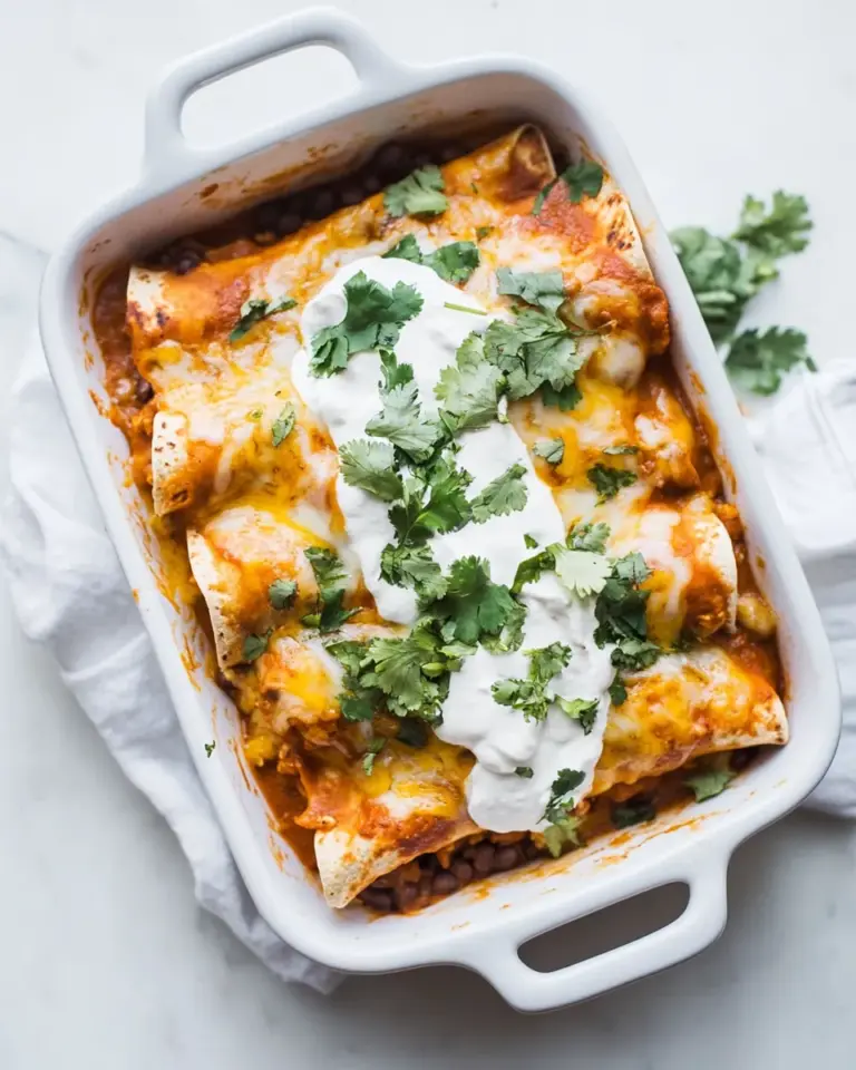Spicy Black Bean Chicken Enchiladas with Pumpkin Sour Cream Sauce