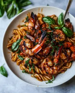 Spicy Pasta with Grilled Shrimp