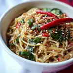 Spicy Sesame Basil Noodles