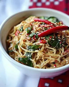 Spicy Sesame Basil Noodles