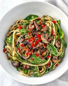 Spinach Linguine with Wild Mushroom Sauce