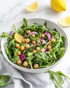 Spinach and Arugula Salad with Indian Spiced Chickpeas
