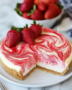 Strawberry Swirl Cheesecake