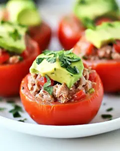Tuna and Avocado Stuffed Tomatoes