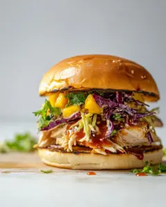 BBQ Chicken Sandwiches with Mango Slaw