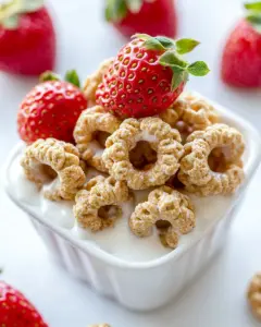 Yogurt Dipped Cheerios Strawberries